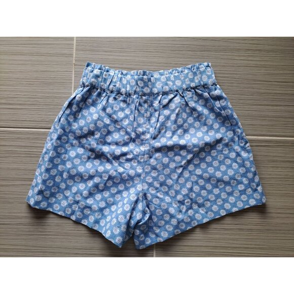 New Abercrombie & Fitch Womens Blue Floral Linen Blend Elastic Waist Shorts XS - Picture 6 of 11